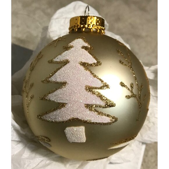 Bronners Ornament Christmas Wonderland Gold Glitter Trees Original Box - Picture 3 of 8